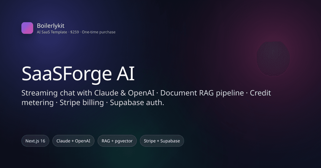 SaaSForge AI: Next.js AI SaaS template preview
